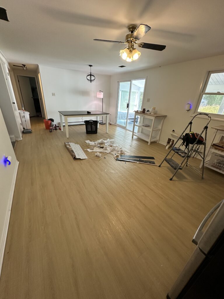 Peel and stick light wooden floor Installation